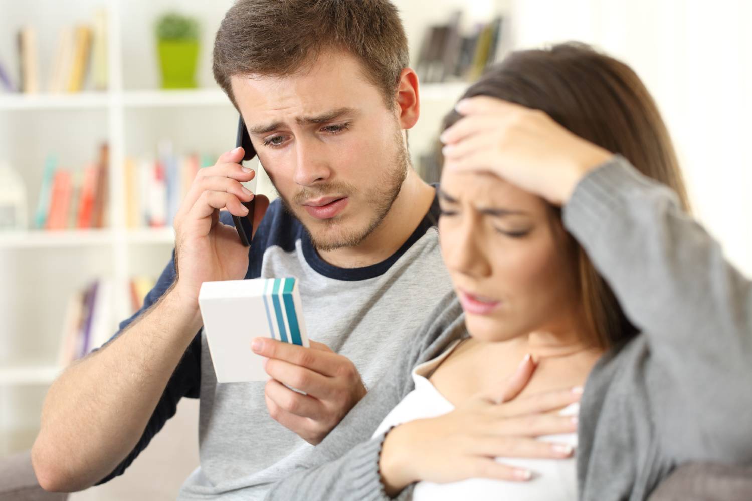 Husband calling doctor asking about wife medicine allergy or side effects