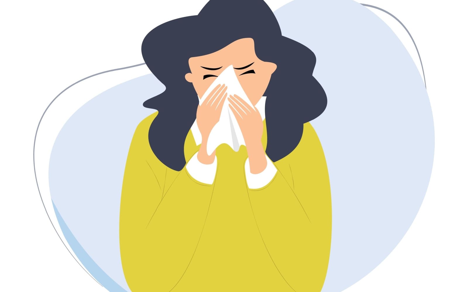Person Coughing with Tissue Vector Image